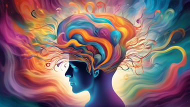 Create an image depicting an abstract representation of the human mind, with ethereal, swirling colors emanating from a person’s head. Show a blend of realistic and surreal elements such as floating books, a key unlocking a glowing brain, and soft, dream-like textures to illustrate the concept of tapping into the subconscious mind's potential.