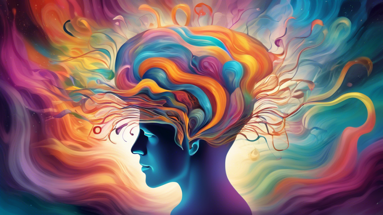 Create an image depicting an abstract representation of the human mind, with ethereal, swirling colors emanating from a person’s head. Show a blend of realistic and surreal elements such as floating books, a key unlocking a glowing brain, and soft, dream-like textures to illustrate the concept of tapping into the subconscious mind's potential.